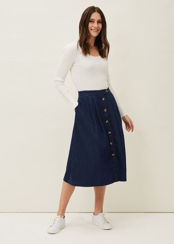 Phase Eight Lusia A- Line Denim Skirts Indigo USA | 4351697-ET